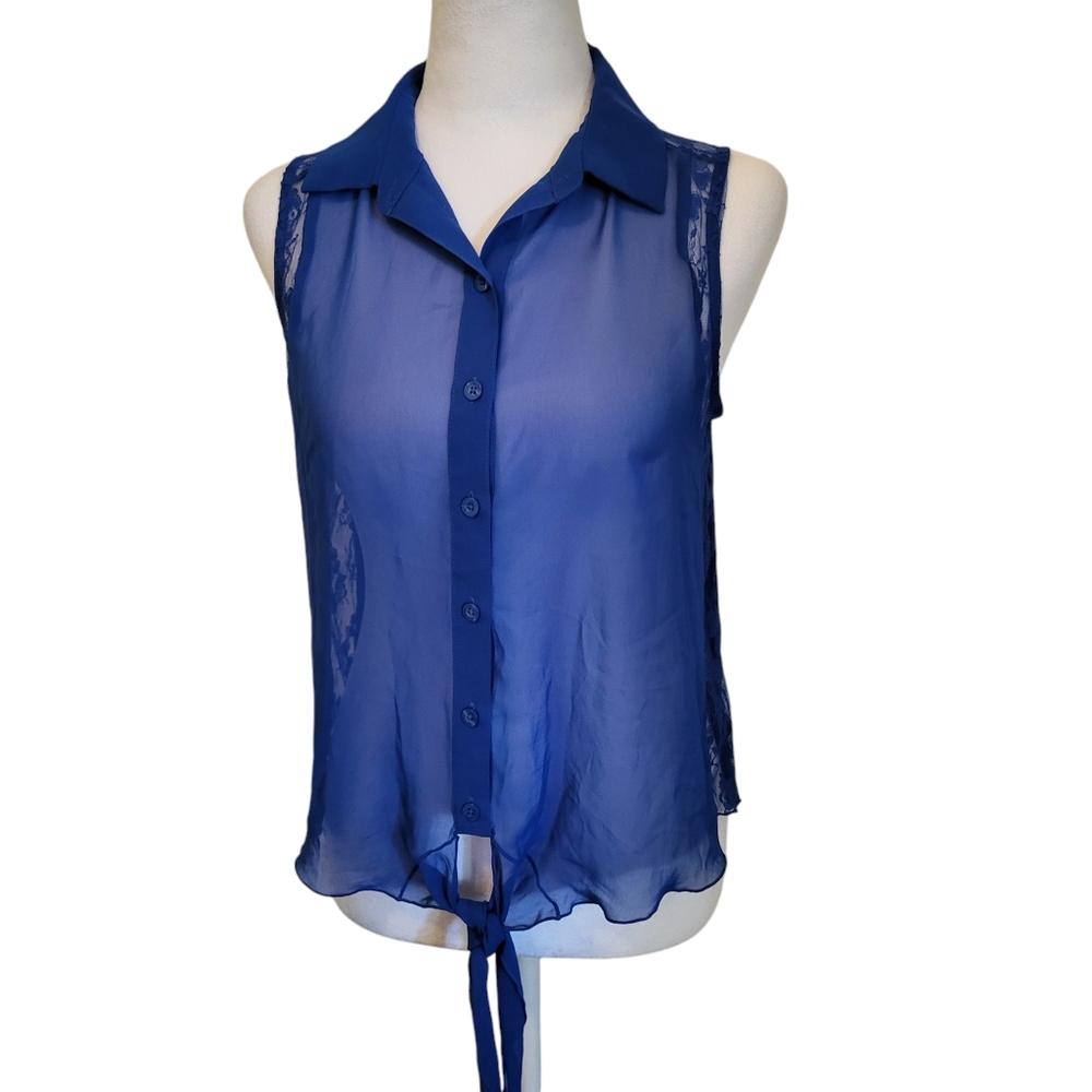 Candie's Lace Back Tank Blue sz S